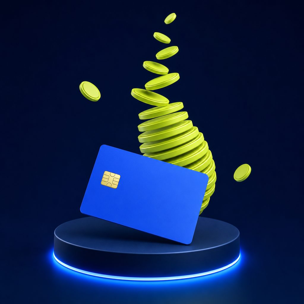 Prepaid-Karte mit aufsteigenden Muenzen - Bonus-Umsatzfaktor und Gesamtumsatz