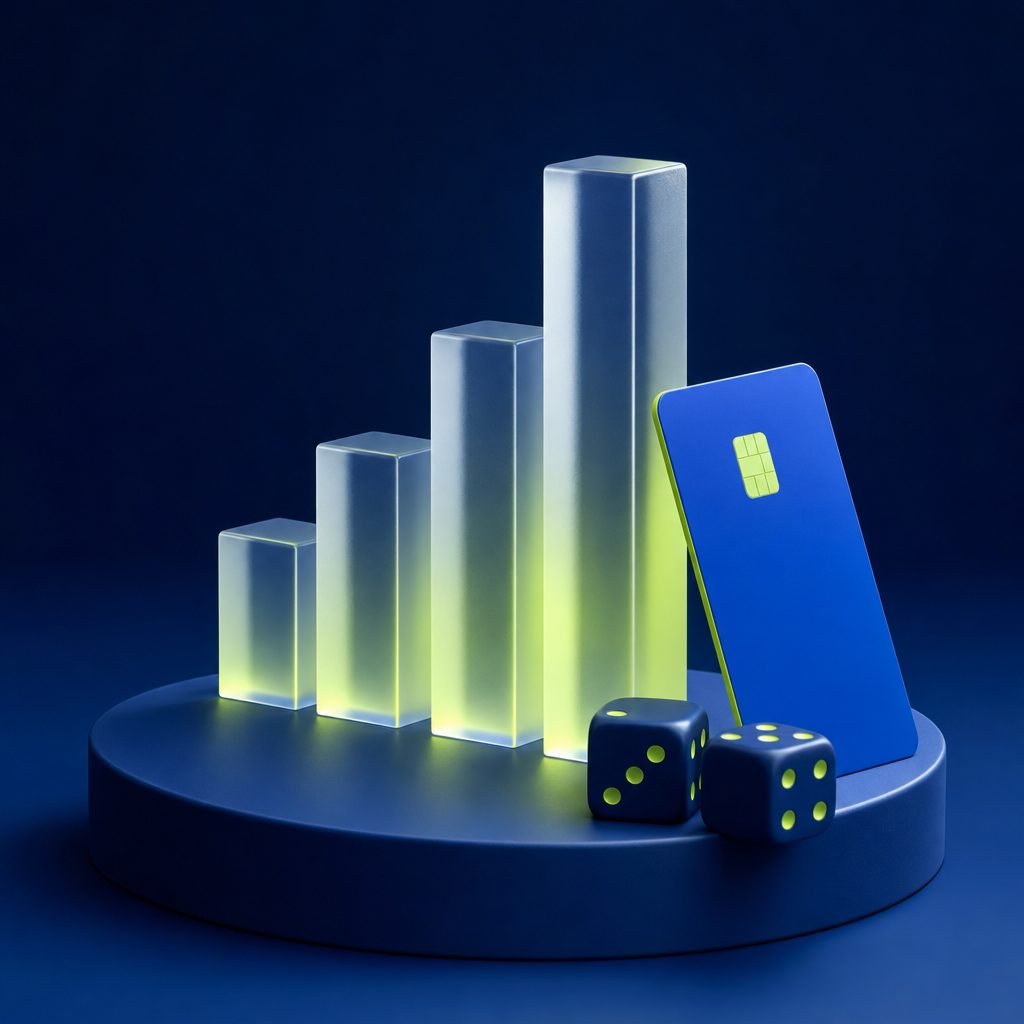 3D-Balkendiagramm mit Paysafecard und Wuerfeln